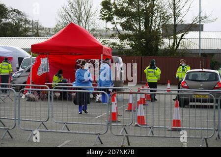 Profi, Coronavirus, COVID-19, Testing, Llangefni, Anglesey, Nordwales. Stockfoto