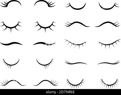 Cartoon Wimpern. Nette schöne geschlossene Mädchen oder Einhorn Augen. Wimpern mit Mascara Make-up Vektor-Set. Weibliche Mädchen Wimpern, Wimpern Auge ziemlich colllection Illustration Stock Vektor