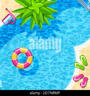 Swimming Pool Draufsicht für Entspannung Vektor Hintergrund. Illustration des Sommerpools im Hotel Stock Vektor