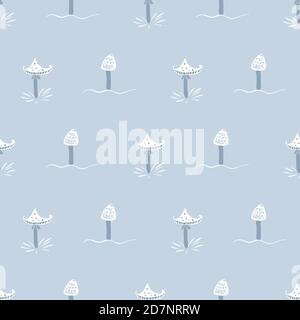 Pastellblau Toadstools nahtlose Vektor-Muster Stock Vektor