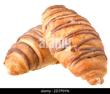 Traditionelles französisches Gebäck Croissant isoliert auf weißem Hintergrund. Stockfoto