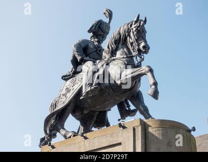 Reiterstatue des 3. Marquis of Londonderry, Charles William Vane Stewart, im Market Place, Durham City, England, Großbritannien Stockfoto