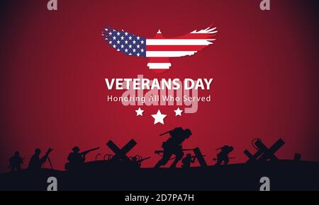 Veterans Day, Memorial Day, Patriot Vector für Banner, Broschüre, Print Ad, Sticker Stock Vektor