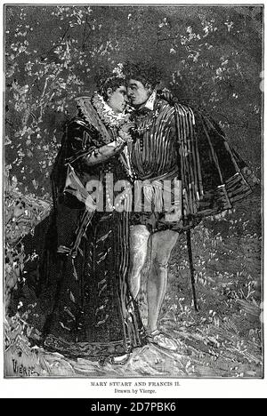 Mary Stuart und Francis II, gezeichnet von Vierge, Illustration, Ridpath's History of the World, Band III, von John Clark Ridpath, LL. D., Merrill & Baker Publishers, New York, 1897 Stockfoto