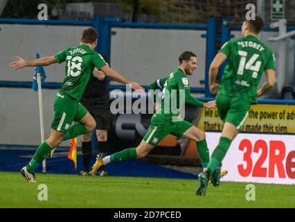 Huddersfield, Großbritannien. Okt. 2020. 24. Oktober 2020 The John Smiths Stadium, Huddersfield, Yorkshire, England; English Football League Championship Football, Huddersfield Town versus Preston North End; Alan Browne (8) von Preston North End feiert den Torsieg Credit: Action Plus Sports Images/Alamy Live News Stockfoto