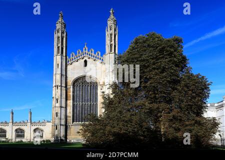 Blick auf Kings College, Kings Parade, Cambridge City, Cambridgeshire, England, Großbritannien Stockfoto