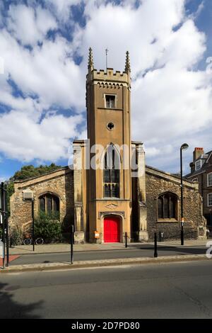 Blick auf St. Clements Kirche, Bridge Street, Cambridge City, Cambridgeshire, England, Großbritannien Stockfoto