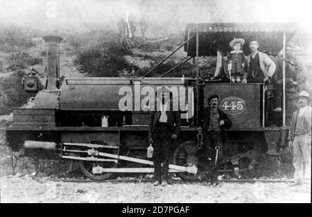 Südafrika Geschichte: Cape Government Railways 1. Klasse 0-4-0ST von 1875; Nr. 445; wahrscheinlich Henschel 280; ex CGR Nr. 45; später nein Ca. 525 1885 Stockfoto