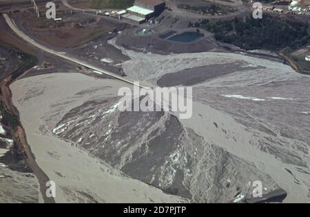 Die Taconit-Anlage von Reserve Mining Company in Silver Bay. die north Conveyor Chute führt Taconit-Abstände in Lake Superior (in oder in der Nähe von Duluth Minnesota) ca. 1973 Stockfoto