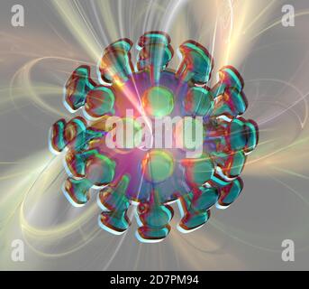 Abstract Novel Coronavirus, zweite Welle von Coronavirus, Virenkonzept, 3d-Illustration, 3D-Modell Stockfoto