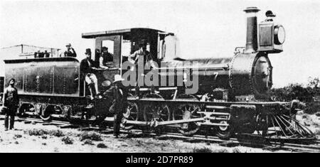 Cape Government Railways 1. Klasse 2-6-0 von 1876; keine W7 in Bellville bei Kapstadt Ca. 1877 Stockfoto