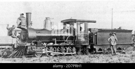 Cape Government Railways 1. Klasse 2-6-0 keine M23 von 1876, wie von Kitson geliefert; später umgebaut zum Satteltank. 123 1886 neu nummeriert; 223 1890; 423 1896 und 0423 1912. Ca. 1886 Stockfoto