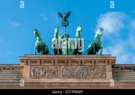 Quadriga auf dem Brandenburger Tor, Berlin-Mitte, Berlin, Deutschland Stockfoto