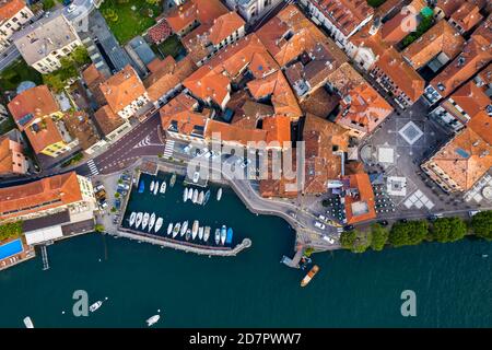 Luftaufnahme, Menaggio am Morgen, Comer See, Lago di Como, Provinz Como, Lombardei, Italien Stockfoto