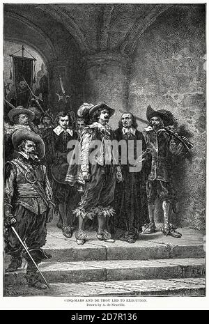 Cinq-Mars und De Thou LED to Execution, gezeichnet von A. de Neuville, Illustration, Ridpath's History of the World, Band III, von John Clark Ridpath, LL. D., Merrill & Baker Publishers, New York, 1897 Stockfoto