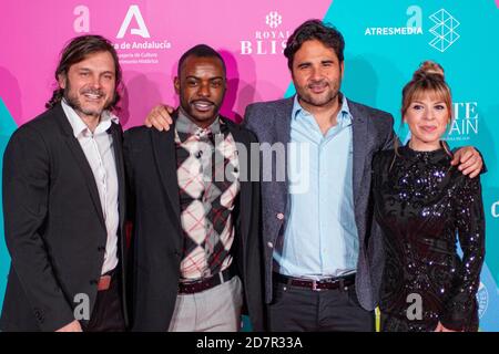 Salva Reina, Bore Buika, Alvaro Diaz und Mara Guill nehmen an der Präsentation des Filmfestivals in Málaga im Circulo Bellas Artes in Madrid, Spanien, Teil.03. März 20 Stockfoto