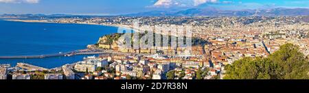 Stadt von Nizza Waterfront Luftpanorama, Französisch riviera, Alpes Maritimes Abteilung von Frankreich Stockfoto