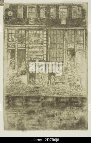 Der gestickte Vorhang - 1889; James McNeill Whistler; Amerikaner; 1834-1903 (Radierung mit Foul-Beißen in schwarzer Tinte auf Elfenbein japanischem Papier) Stockfoto
