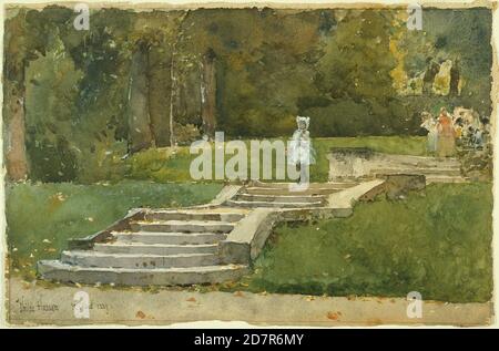 Saint-Cloud - 1889; Childe Hassam; amerikanisch; 1859-1935 (Aquarell auf Papier) Stockfoto