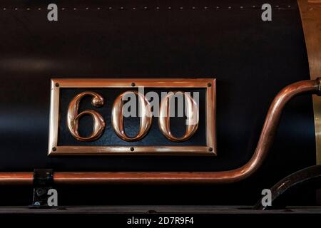 Baltimore & Ohio Railroad No. 600 2-6-0 Mogul Dampflokomotive Detail im Rundhaus des B&O Railroad Museum, Baltimore, Maryland, USA. Stockfoto