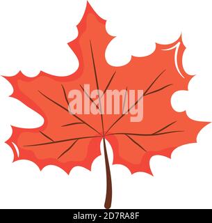 Symbol von Ahornblatt auf weißem Hintergrund, flacher Stil, Vektor-Illustration Stock Vektor