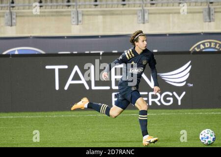 Chester, Pennsylvania, USA. Okt. 2020. Philadelphia Union Spieler BRENDEN AARONSON (22) in Aktion im Subaru Park Stadion in Chester PA Credit Image: © Ricky Fitchett via ZUMA Wire) Credit: Ricky Fitchett/ZUMA Wire/Alamy Live News Stockfoto