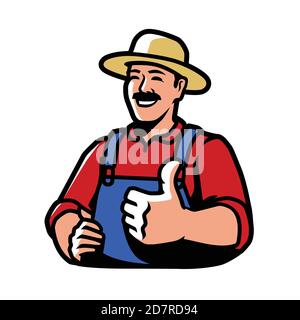 Glücklicher Bauer. Landwirtschaft, Landwirtschaft Symbol Vektor-Illustration Stock Vektor