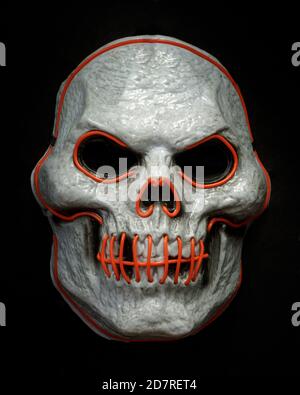 Doom El Wire Light Up Skelett Gesicht Maske Isoliert Gegen Schwarzer Hintergrund Stockfoto