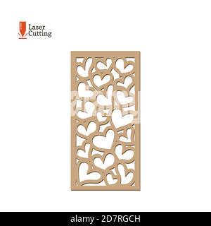 Lasergeschnittene Platte. Vektor-Rahmenschablone mit Herzen zum Schneiden auf Lasermaschine. Art Silhouette Design. Vektor-Karte Illustration für die Gestaltung von valentines Stock Vektor