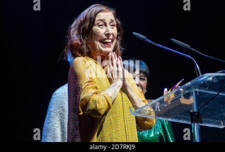 Veronica Forque erhält ihren Preis vom 'Union de Actores' Award 2020 beim Teatro Circo Price in Madrid, Spanien.09. März 2020. (Oscar Gil / Alfa Images Stockfoto