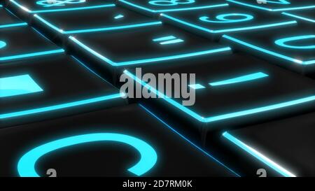 Keyboard Neon Konzept Design moderner Hintergrund Neon Licht 3d-Rendering Stockfoto