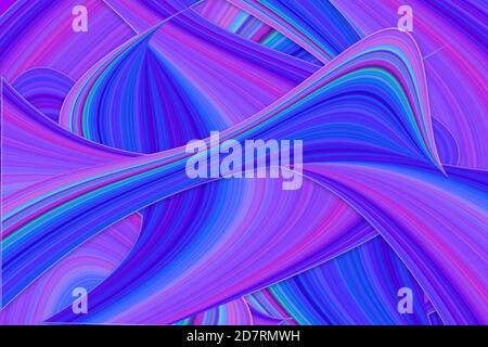 Illustration von mehrfarbigen überlappenden Wendungen und Wirbeln. Abstraktes Muster. Heller dynamischer Hintergrund mit bunten Wellenlinien. Stockfoto