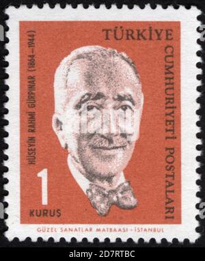 Republik Türkei. Republik Türkei Briefmarke. Republik Türkei historische Briefmarke. Eine Briefmarke gedruckt in der Republik Türkei. Stockfoto
