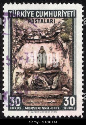 Republik Türkei. Republik Türkei Briefmarke. Republik Türkei historische Briefmarke. Eine Briefmarke gedruckt in der Republik Türkei. Stockfoto