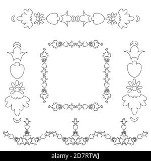 Moderner Rahmen isoliert. Vintage-Vektorset. Vintage-Vektorset. Dekorative Spitzenelemente im Dessin. Vektor-Set von floralen Ornament-Elemente in Art Deco Stock Vektor