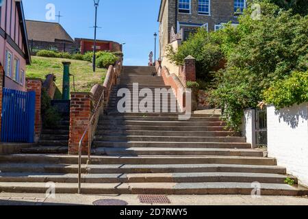 The Thirty 9ine Steps, Seafront, Aldeburgh, Woodbridge, Suffolk, Großbritannien. Stockfoto