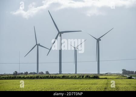 Little Cheyne Court Wind Farm bei Romney Marsh auf der Kent und Sussex Grenze Stockfoto