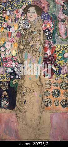 Titel: Porträt von Ria Munk III Ersteller: Gustav Klimt Datum: 1917-1918 Medium: Öl auf Leinwand Maße: 180.7 x 89.9 cm Ort: Privatsammlung Stockfoto