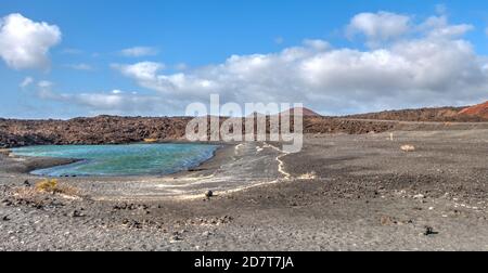 El Golfo und Lago Verde, Lanzarote, HDR Bild Stockfoto