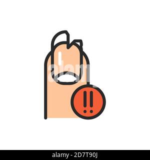 Symbol für gebrochene Nagelfarbe. Isoliertes Vektorelement. Stock Vektor