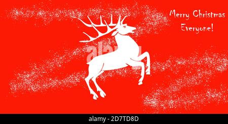 Frohe Weihnachten. Weißer Hirsch. Frohe Weihnachten Fancy weißen Hirsch Form im Weihnachtsstil. Ideal für Weihnachtskarte oder elegante Feiertagseinladung. Stockfoto