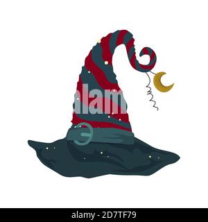 Weihnachtsmütze für fabelhafte Charaktere Elf oder Zwerg. Vektor weihnachten Urlaub Kostüm. Illustration Dekoration Neujahr Kostüm Helfer Stock Vektor