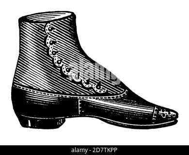 Vintage Shoe Industry Advertising - Classic Original Vintage Shoe Design Schwarz-Weiß Antike Illustration isoliert auf Weiß von Original Art Stockfoto