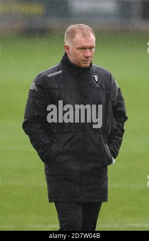 Salford Mitbesitzer und Interim-Manager Paul Scholes vor dem Sky Bet League zwei Spiel zwischen Salford City und Crawley Town in Moor Lane, Salford gesehen. 24. Oktober 2020 Stockfoto