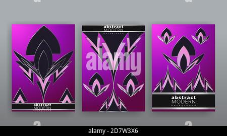 Abstrakte Seite Vorlagen Set, Retro-Welle kreative Hipster, Neon und Farbverlauf Farben. Stilvolles geometrisches kreatives futuristisches Cover, 90s Style, realistisch Stock Vektor