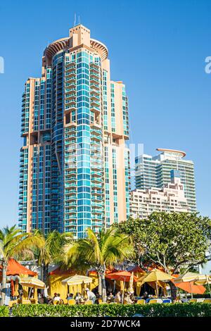 Miami Beach, Florida, Monty's Sunset South Beach, Restaurant, Restaurant, Portofino Tower, Stockfoto