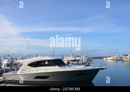 Die Boote vertäuten in Nelson Bay, NSW Stockfoto