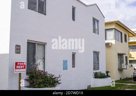 Miami Beach Florida, Meridian Avenue, Eigentumswohnung Wohnapartments Gebäude Gebäude Gehäuse, zur Miete Zeichen, Stockfoto