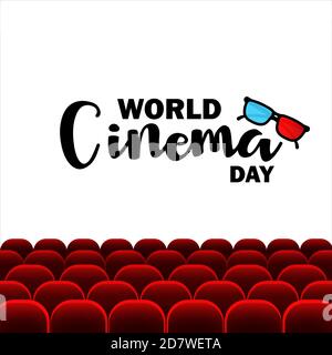 World Cinema Day Banner. Filmindustrie. Vektor auf isoliertem weißem Hintergrund. EPS 10 Stock Vektor