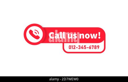 Rufen Sie uns jetzt an. Rufzeichen. Telefonnummer. Vektor auf isoliertem weißem Hintergrund. EPS 10 Stock Vektor